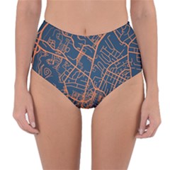 Virginia Map Art City Reversible High-waist Bikini Bottoms