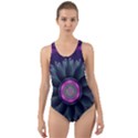 Beautiful Hot Pink And Gray Fractal Anemone Kisses Cut-Out Back One Piece Swimsuit View1