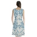Blue Vintage Floral  Sleeveless Waist Tie Chiffon Dress View2