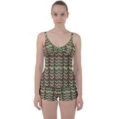 Zig Zag Multicolored Ethnic Pattern Tie Front Two Piece Tankini by dflcprintsclothing
