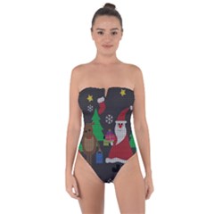 Ugly Christmas Sweater Tie Back One Piece Swimsuit by Valentinaart