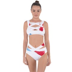 Tricolor Banner Watercolor Painting Art Bandaged Up Bikini Set  by picsaspassion