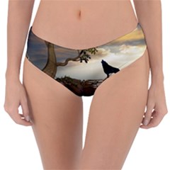 The Lonely Wolf On The Flying Rock Reversible Classic Bikini Bottoms by FantasyWorld7