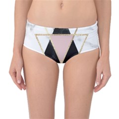 Triangles,gold,black,pink,marbles,collage,modern,trendy,cute,decorative, Mid-waist Bikini Bottoms by NouveauDesign