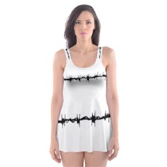 Barbed Wire Black Skater Dress Swimsuit by Mariart