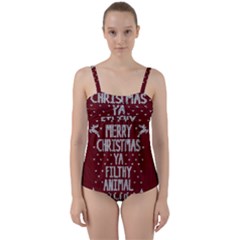 Ugly Christmas Sweater Twist Front Tankini Set by Valentinaart