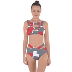 Cross Abstract Shape Line Bandaged Up Bikini Set  by Celenk