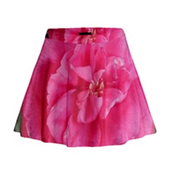 Pink Flower Japanese Tea Rose Floral Design Mini Flare Skirt by yoursparklingshop