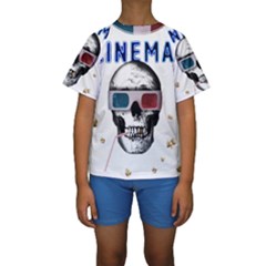 Cinema Skull Kids  Short Sleeve Swimwear by Valentinaart