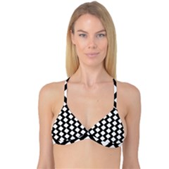 Abstract Tile Pattern Black White Triangle Plaid Reversible Tri Bikini Top by Alisyart