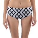 Abstract Tile Pattern Black White Triangle Plaid Chevron Reversible Mid-Waist Bikini Bottoms View3