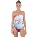 Christmas Santa Claus Snow Red White Tie Back One Piece Swimsuit View1