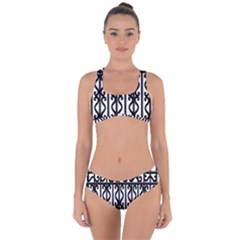 Inspirative Iron Gate Fence Grey Black Criss Cross Bikini Set by Alisyart