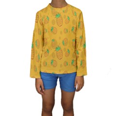 Fruit Pineapple Yellow Green Kids  Long Sleeve Swimwear by Alisyart