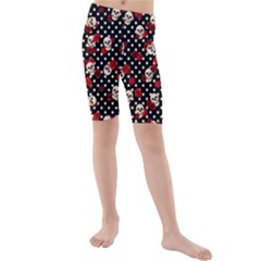 Skulls And Roses Kids  Mid Length Swim Shorts by Valentinaart