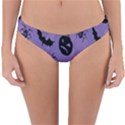 Halloween Pumpkin Bat Spider Purple Black Ghost Smile Reversible Hipster Bikini Bottoms View1
