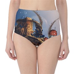 Wonderful Seascape With Mushroom House High-waist Bikini Bottoms by FantasyWorld7