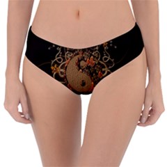 The Sign Ying And Yang With Floral Elements Reversible Classic Bikini Bottoms by FantasyWorld7
