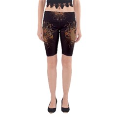 The Sign Ying And Yang With Floral Elements Yoga Cropped Leggings by FantasyWorld7