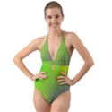 Pattern Halter Cut-Out One Piece Swimsuit View1