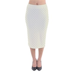 Rich Cream Stitched And Quilted Pattern Velvet Midi Pencil Skirt by PodArtist