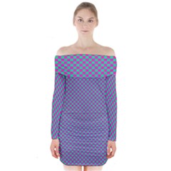 Pattern Long Sleeve Off Shoulder Dress by gasi