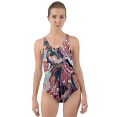 Indonesia Bali Batik Fabric Cut-out Back One Piece Swimsuit by Celenk