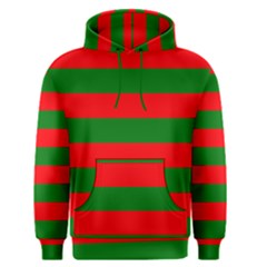 Red And Green Christmas Cabana Stripes Men s Pullover Hoodie by PodArtist