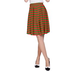 Christmas Red And Green Chevron Zig Zag Stripes A-line Skirt by PodArtist