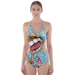 Illustration Characters Comics Draw Cut-out One Piece Swimsuit by Celenk