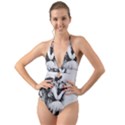 Stippling Drawing Dots Stipple Halter Cut-Out One Piece Swimsuit View1