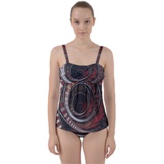 The Thousand And One Rings Of The Fractal Circus Twist Front Tankini Set by jayaprime