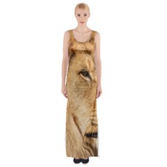 Big Male Lion Looking Right Maxi Thigh Split Dress by Ucco