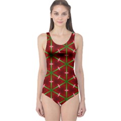 Textured Background Christmas Pattern One Piece Swimsuit by Celenk