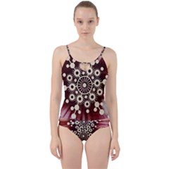Background Star Red Abstract Cut Out Top Tankini Set by Celenk