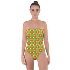 Pattern Texture Christmas Colors Tie Back One Piece Swimsuit by Celenk