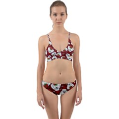 Yeti Xmas Pattern Wrap Around Bikini Set by Valentinaart