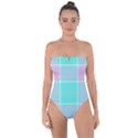 Blue And Pink Pastel Plaid Tie Back One Piece Swimsuit View1