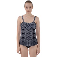 Black And White Ethnic Pattern Twist Front Tankini Set by dflcprints