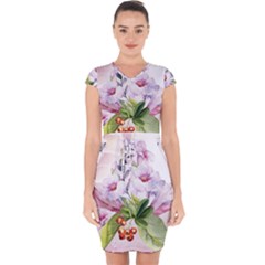 Wonderful Flowers, Soft Colors, Watercolor Capsleeve Drawstring Dress  by FantasyWorld7