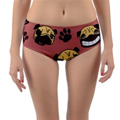 Happy Pugs Reversible Mid-waist Bikini Bottoms by Bigfootshirtshop