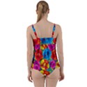 Neon Colored Floral Pattern Twist Front Tankini Set View2
