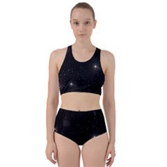 Starry Galaxy Night Black And White Stars Racer Back Bikini Set by yoursparklingshop