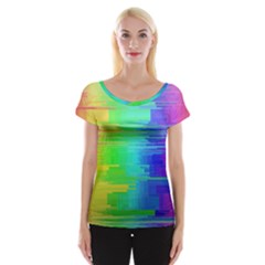 Colors Rainbow Chakras Style Cap Sleeve Tops by Celenk