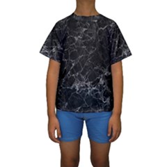 Black Texture Background Stone Kids  Short Sleeve Swimwear by Celenk