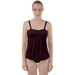 Grunge Brown Abstract Texture Twist Front Tankini Set by Celenk