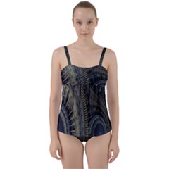 Fractal Spikes Gears Abstract Twist Front Tankini Set by Celenk