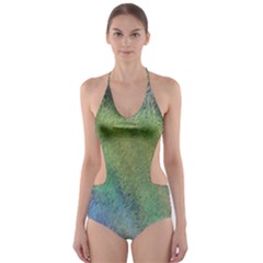 Frosted Glass Background Psychedelic Cut-out One Piece Swimsuit by Celenk
