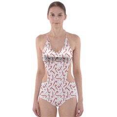 Candy Cane Cut-out One Piece Swimsuit by patternstudio