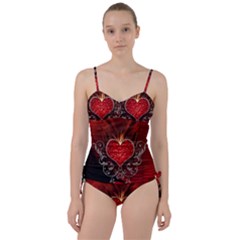 Wonderful Heart With Wings, Decorative Floral Elements Sweetheart Tankini Set by FantasyWorld7